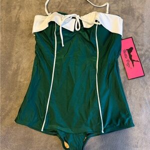 Bettie Page Green and White Women's One Piece